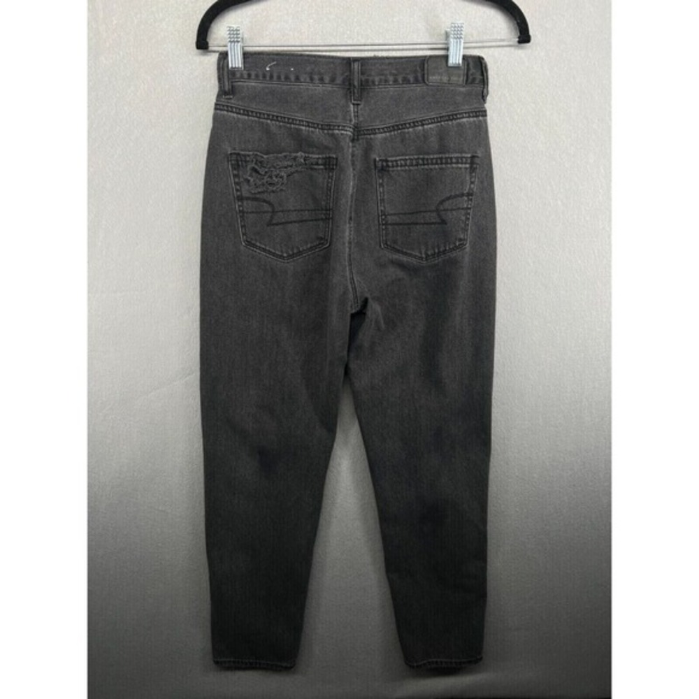 American Eagle Jeans Womens Size 2 Mom Jean Black Destroyed Ripped High Rise - Picture 7 of 12